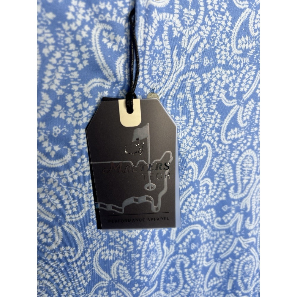 2024 MASTERS TECH Men's Performance Golf Polo Shirt Blue Paisley Shirt XL NWT - Picture 5 of 12